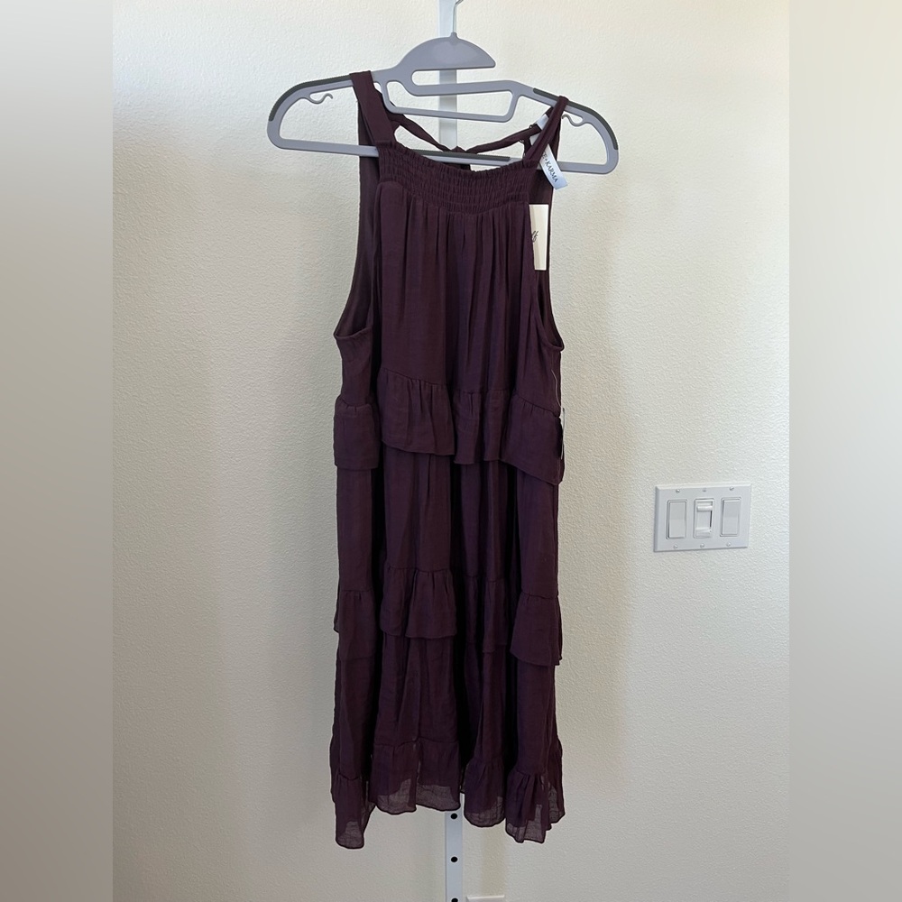 Chic Sleeveless Purple Ruffle Midi Dress